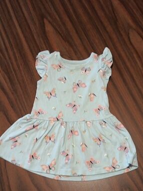 Garanimals Light Blue Dress with Pink & Purple Butterfly Print